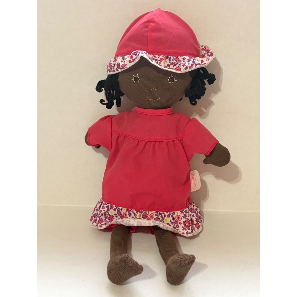 Hazel Village Ada Organic Cotton Rag Doll w/ Corolle Pink Floral Dress Hat Lovey